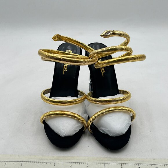 Milooey Shoe Black Sexy Open Toe Strappy Wrap Leg Sandals Crystal Heel Shoes - Picture 2 of 7